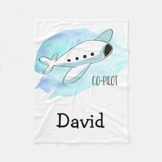 Co-Pilot mit Flugzeug Personalisiert Fleecedecke (Vorderseite)