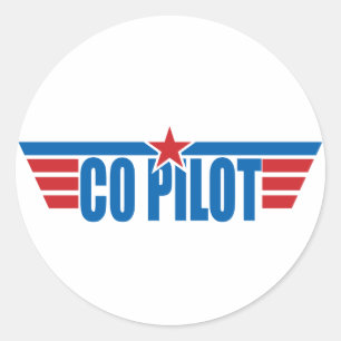 Co-Pilot Wings Abzeichen - Luftfahrt Runder Aufkleber
