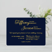 Co-Starring Navy Blue Wedding Real Folieneinladung (Stehend vorne)