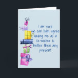 Co-Worker Colleague Funny Birthday Card Feiertagskarte<br><div class="desc">Sie kann personalisiert werden, indem Sie auf die Schaltfläche Anpassen klicken und den Namen, die Initialen oder die Wörter ändern. Sie können auch die Textfarbe und den Textstil ändern oder den Text für nur ein Bild löschen. Kontaktieren Sie mich unter colorflowcreations@gmail.com , wenn Sie dieses Design für ein anderes Produkt...</div>