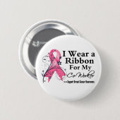 Co-Worker Floral Ribbon - Brustkrebs Button (Vorne & Hinten)