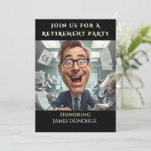 Co-Worker Funny Retirement Party Einladung (Stehend Vorderseite)