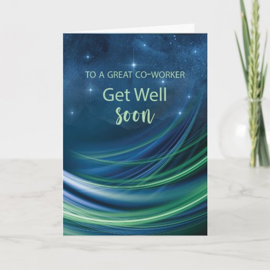 Co-Worker Get Well Business Navy und Green Curved Karte (Vorderseite)