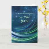 Co-Worker Get Well Business Navy und Green Curved Karte (Gelbe Blume)