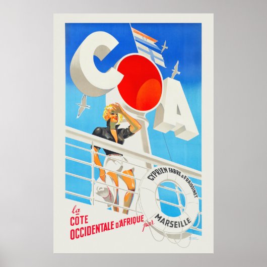 COA Marseille France Vintage Poster (Vorne)
