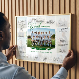 Coach Appreciation Collage Football Team Signature Poster