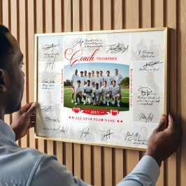 Coach Appreciation Collage Football Team Signature Poster