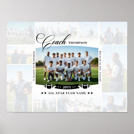 Coach Appreciation Collage Football Team Signature Poster (Vorne)