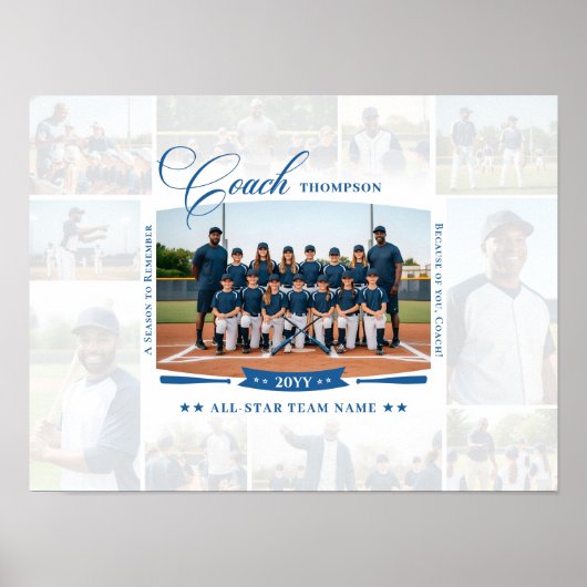 Coach Appreciation Photo Collage Team Signature Poster (Vorne)