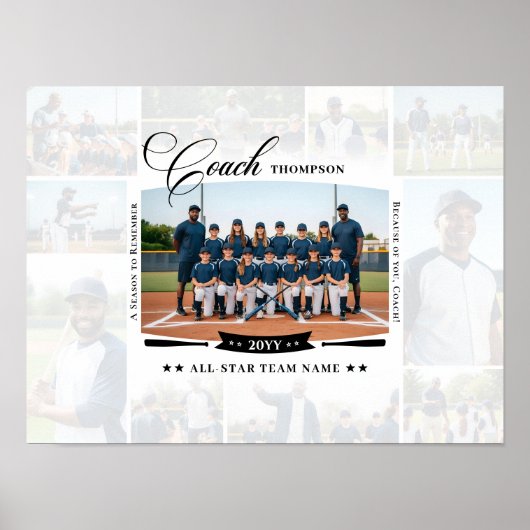 Coach Appreciation Photo Collage Team Signature Poster (Vorne)