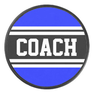 COACH Athletic Royal Blau Schwarz Weiß Streifen Eishockey Puck