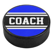 COACH Athletic Royal Blue Schwarz-weiß Stripes Eishockey Puck (3/4)