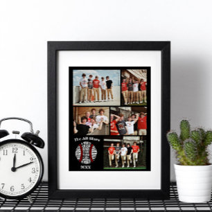 Coach Baseball Foto Collage Name Team # Poster