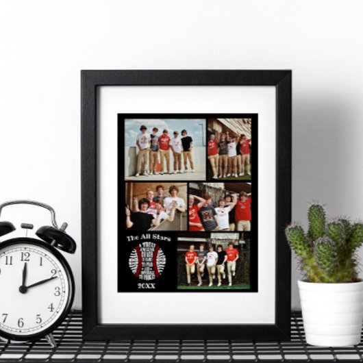 Coach Baseball Foto Collage Name Team # Poster