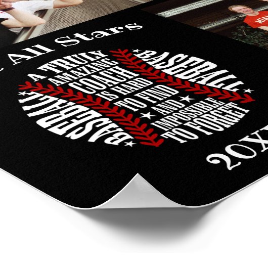 Coach Baseball Foto Collage Name Team # Poster (Ecke)