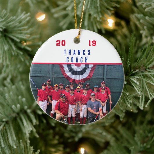 Coach Danke - Cooperstown Gift Team Foto Keramik Ornament (Baum)