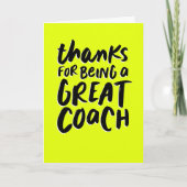 Coach danke Ihnen hellen nebelgelben Spaß Sport Karte (Vorderseite)