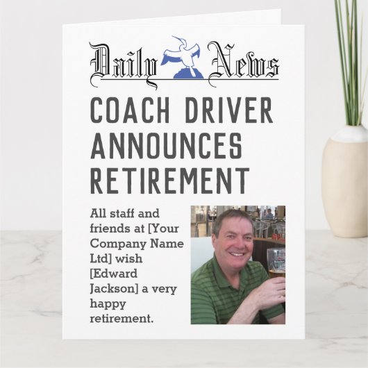 Coach Driver Retirement Card zum Personalisieren Karte (Vorderseite)