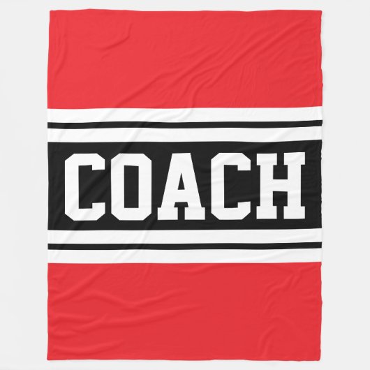 COACH Fun Bright Red Schwarz-weiß Racing Streifen Fleecedecke (Vorderseite)