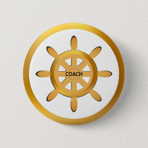 Coach goldenes Schiffrad auf weiß Button