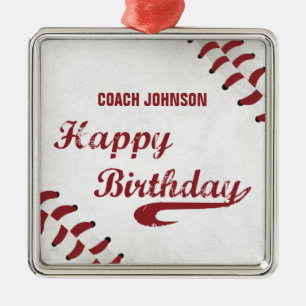 Coach Happy Geburtstag Große Grunge Baseball, Spor Ornament Aus Metall