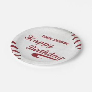 Coach Happy Geburtstag Große Grunge Baseball, Spor Pappteller