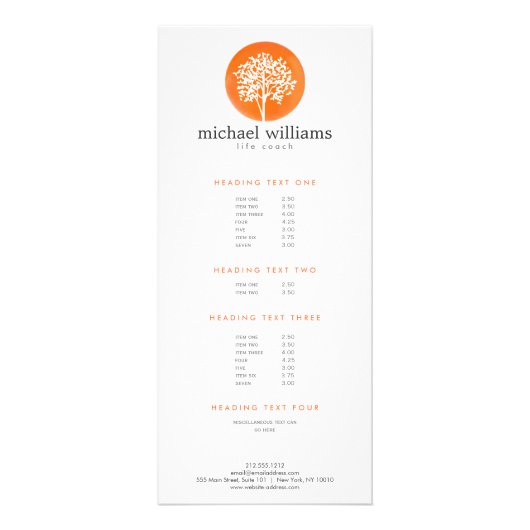 Coach Lebensbaum Orange Wasserfarbe, Ratgeber Werbekarte (Vorne)