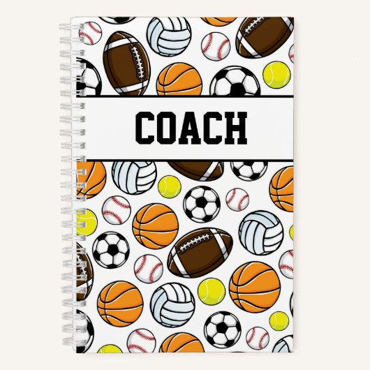 COACH Little League Multisports Balls Geschenk Notizblock (Vorderseite)