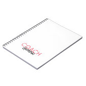 COACH NAME Custom text red black Sports Modern Notizblock (Linke Seite)