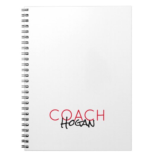 COACH NAME Custom text red black Sports Modern Notizblock (Vorderseite)