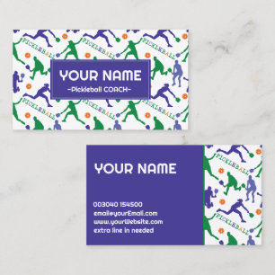Coach Pickleball-Silhouetten auf weiß Visitenkarte