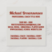 Coach Player School Sport BASEBALL Quadratische Visitenkarte (Rückseite)