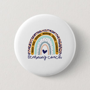 Coach Rainbow Leopard Print Learning Teacher Button