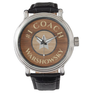 Coach Rustic Brown Wood Star Armbanduhr