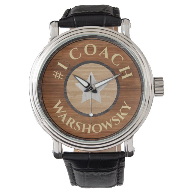 Coach Rustic Brown Wood Star Armbanduhr (Vorderseite)