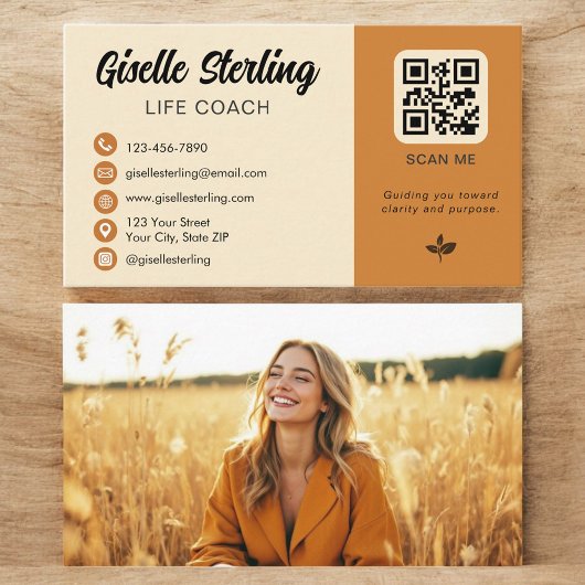 Coach Yellow Orange QR Code Foto Visitenkarte