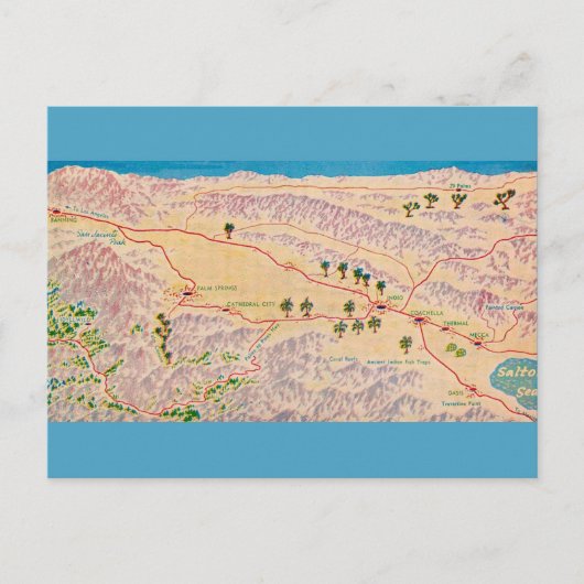 Coachella California Illustriert Postkarte (Vorderseite)