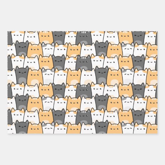 Coachella Katzen Gelb und Grau nahtloses Muster Geschenkpapier Set (Vorderseite 2)
