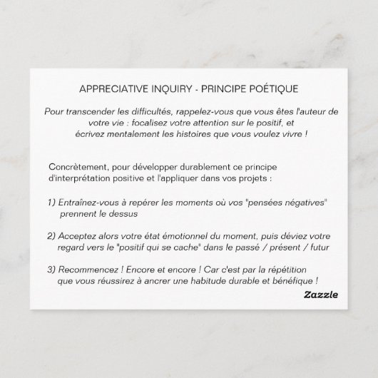 Coaching-Karte "AI - Prinzip der Gleichzeitigkeit" Postkarte (Rückseite)