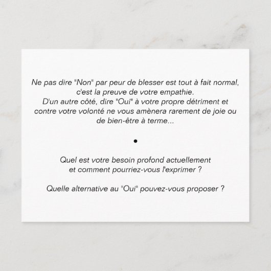 Coaching-Karte: "Nein" sagen Postkarte (Rückseite)