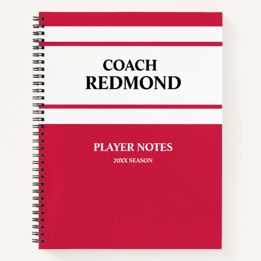 Coaching Rot und Weiß Notizblock (Vorderseite)