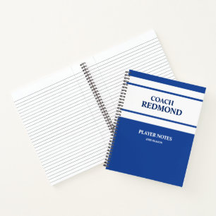 Coaching Royal Blau und Weiß Notizblock