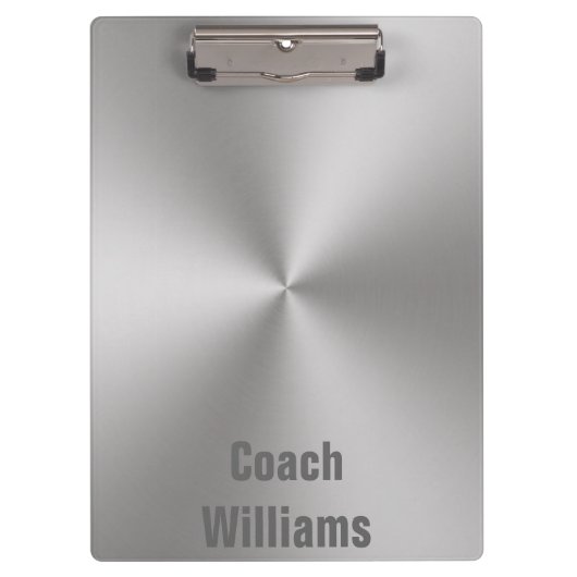 Coach's Name Brushed Metal Look hinzufügen Klemmbrett (Vorderseite)