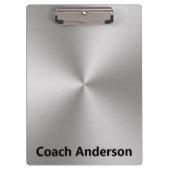 Coach's Name Silver Brushed Metal Look Klemmbrett (Vorderseite)