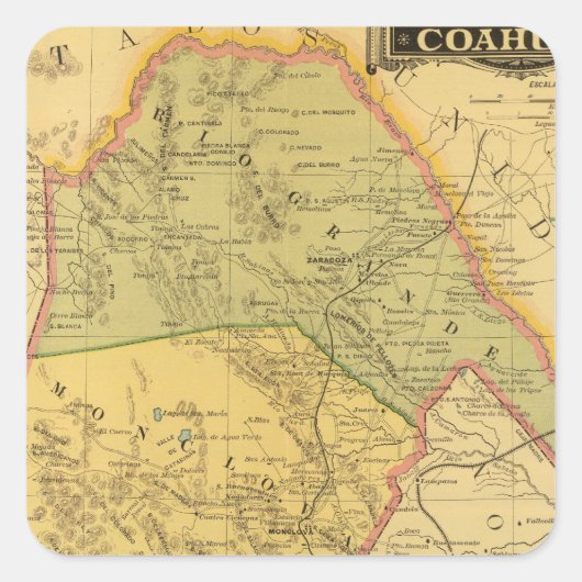 Coahuila Quadratischer Aufkleber (Vorderseite)