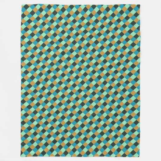 Coal Ochre Aquamarin Green Blue Kariert Fleecedecke (Vorderseite)