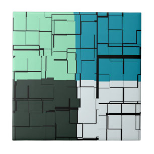 Coal White Aquamarin Green Aqua Blue Modern Patter Fliese
