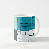 Coal White Aquamarin Green Aqua Blue Modern Patter Kaffeetasse (VorderseiteRechts)