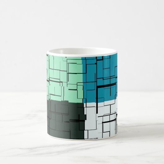 Coal White Aquamarin Green Aqua Blue Modern Patter Kaffeetasse (Mittel)