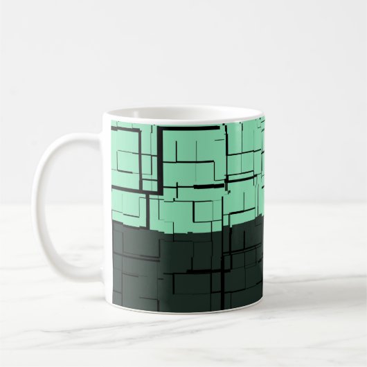 Coal White Aquamarin Green Aqua Blue Modern Patter Kaffeetasse (Links)